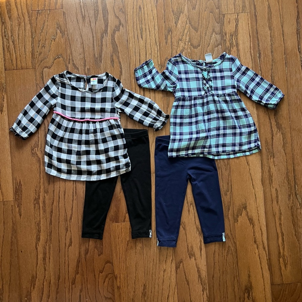 Girls size 3T Gingham & Plaid 2 piece set Bundle